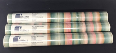 Set of 3 Rosedale NEW Vinyl Wallcovering Wallpaper Rolls  55 SQ FT Pre-Pasted