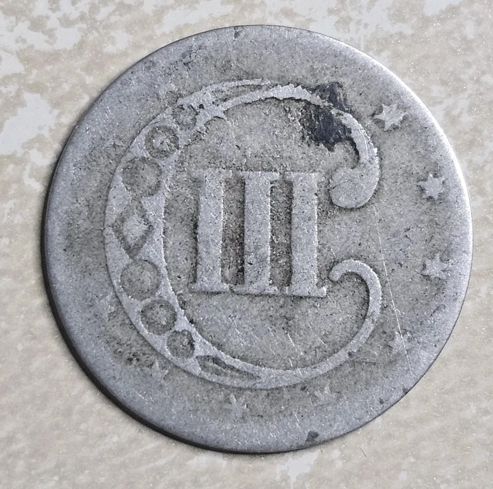 1852 Three Cent Silver Trime RARE CONTEMPORARY Bogus 3c - Image 2 of 4