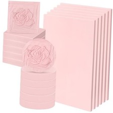 18 Pcs Rubber Stamp Carving Blocks Linoleum Blocks 4"x6" and 2"x2" Round Pink