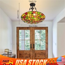 Pendant Light Antique Stained Glass Inverted Ceiling Pendant Lamp Chandeliers
