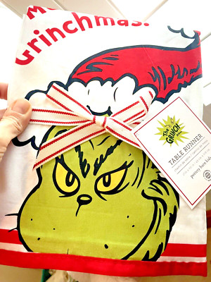 Pottery Barn Grinch Holiday Christmas Table Cloth runner gift party Disney Kid