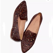Madewell Women's Painted Leopard Hair Calf Frances Skimmer Slip On Flat Loafer 7