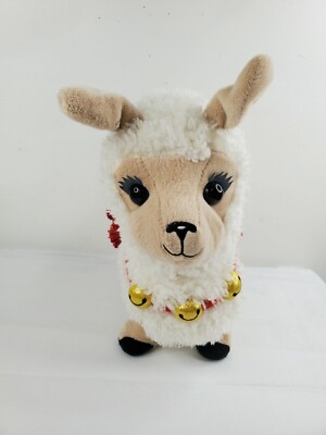 Plush White Llama Alpaca Realistic w/Red Aztec Saddle Blanket 14'' HOBBY LOBBY 