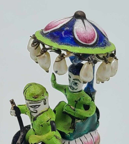 Indien Emaille & Perlen Meenakari Lucknow Royal berittener Elefant Howdah Figur - Bild 8 von 11