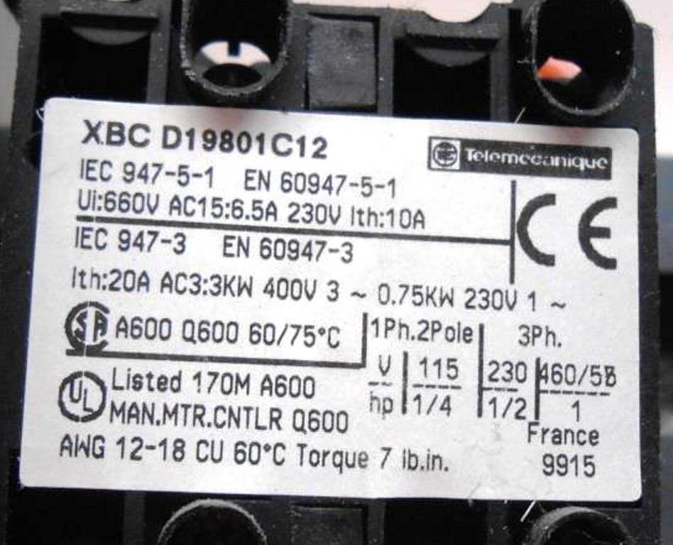 TELEMECANIQUE, SQUARE D, SELECTOR CAM SWITCH, XBC D19801C12, 10