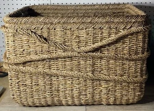 Wave Seagrass Rectangle Basket 23” Long 15.5” H NWT Boutique