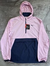 Puma Rain Windbreaker Jacket Retro Rain Running Ski Jacket Pink Men  s Size Large