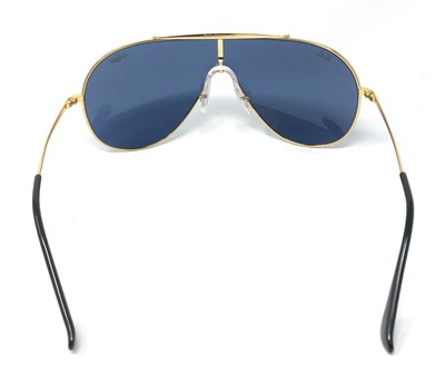 Ray-Ban WINGS Mens Polished Gold Frame Blue Lens Sunglasses RB3597  
