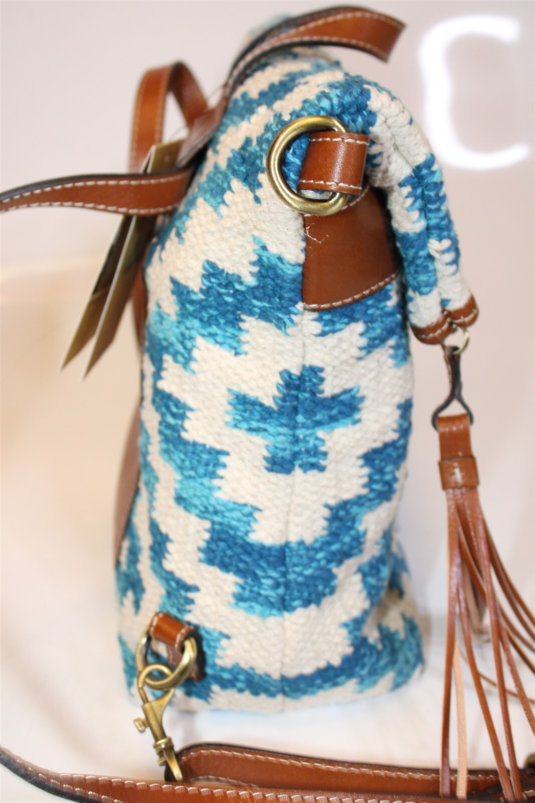 Patricia Nash Blue Coral Cotton Hand Loomed Tote NEW Casoli Backpack