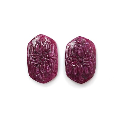 50.90ct Unheated Natural Ruby Hexagon Hand Carved Loose Gemstone 28*19 - 29*19mm