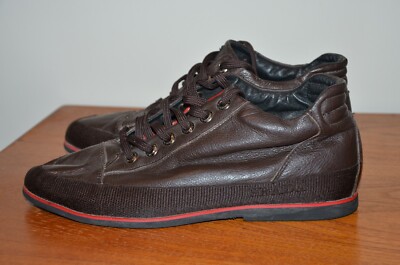 PRADA Vintage Hiking Style Brown Leather Ankle Boots Women display picture 1