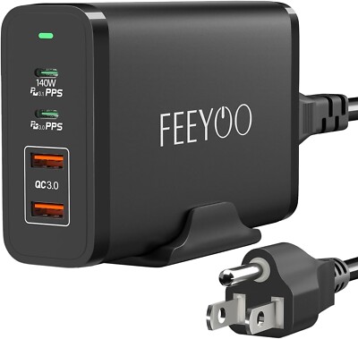   FEEYOO 245W USB C Charger Laptop GaN Power Adapter 4 Ports Desktop Charging  