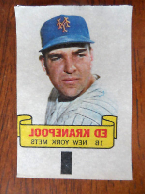 1966 TOPPS BASEBALL RUB OFFS ED KRANEPOOL NEW YORK METS U-1630