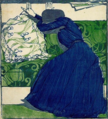 The Pillow   Maximilian Franz 1903 Vienna Secession Woodcut Jugendstil Art Print