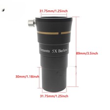 1.25" 4-Elements 5X Barlow Lens FMC Coated Optics 1.25" Filter Filter Thread