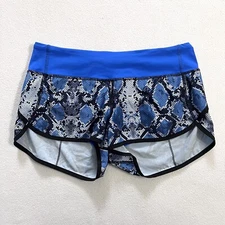 Lululemon Women Run Speed Short Mini Ziggy Snake Caspian Blue Black Gray Print 6