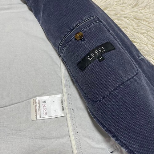 Gucci Tailored Jacket Denim Cotton Casual Classic Navy Style Size 44 Used - Picture 8 of 9
