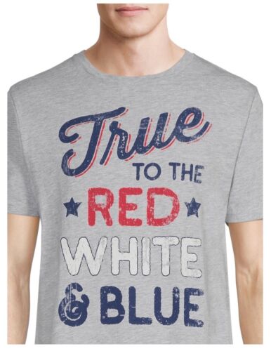 Men's Americana USA Tee 4th of July Gray Short Sleeve Graphic T-Shirt Small Top - Picture 2 of 5