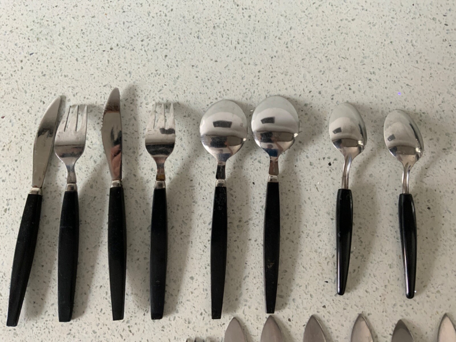 Vintage Stainless Steel Black Handles Empire cutlery lot fish set