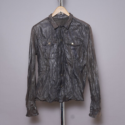ALL SAINTS Leather Shirt Jacket Mens SMALL Brown Biker Celebrity Grail LORRIMER