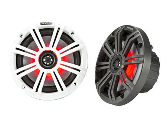 (2) KICKER 45KM654L 6.5" 390W RMS Marine Speakers w/Charcoal+White Grilles KM65