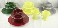NOS Hazel Atlas Moderntone 18 Pc Breakfast Set Sierra Colors In Original Box A