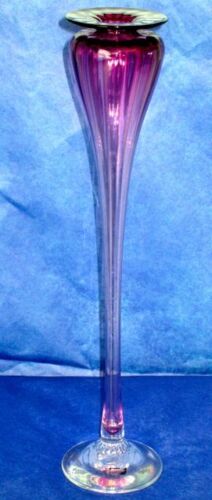 YOUNG & CONSTANTIN Amethyst Art Glass Exquisite Tall 13.5" Hand Blown Vase
