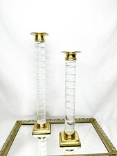 Mid-Century Modern Lorin Marsh Murano Clear Swirl Lucite Candlesticks