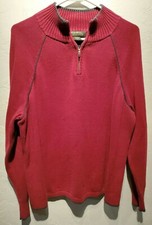 EUC Eddie Bauer Bergandy Gray Knit 1/4 Zip Pullover Sweater Men's size XXL