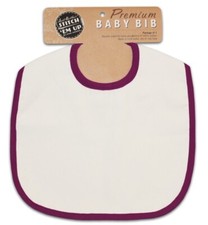 Aunt Martha's Stitch 'Em Up Premium Baby Bib 100 Cotton : Color Raspberry -NEW