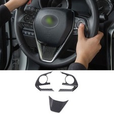 For Toyota Venza Harrier 2021-24 Carbon Fiber Steering Wheel Decor Cover Trim 3x