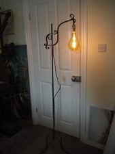 Vintage 170cm Tall Wrought Iron Adjustable Scrolled Electric Floor Lamp
