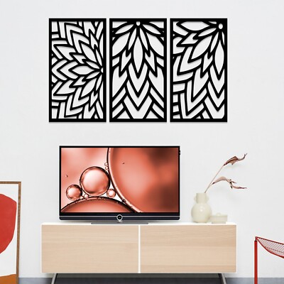 Holz Blume Mandala 3 Paneele Holz Wandkunst Wohndesign Kunst Dekor Geschenk für Sie