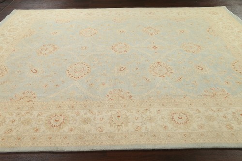 Alfombra oriental floral azul claro Oushak-Chobi de lana anudada a mano alfombra 9'x12' - Imagen 9 de 12