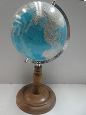VINTAGE ATLAS WORLD GLOBE MAP ON TURNED WOODEN TIMBER BASE MADE IN JAPAN