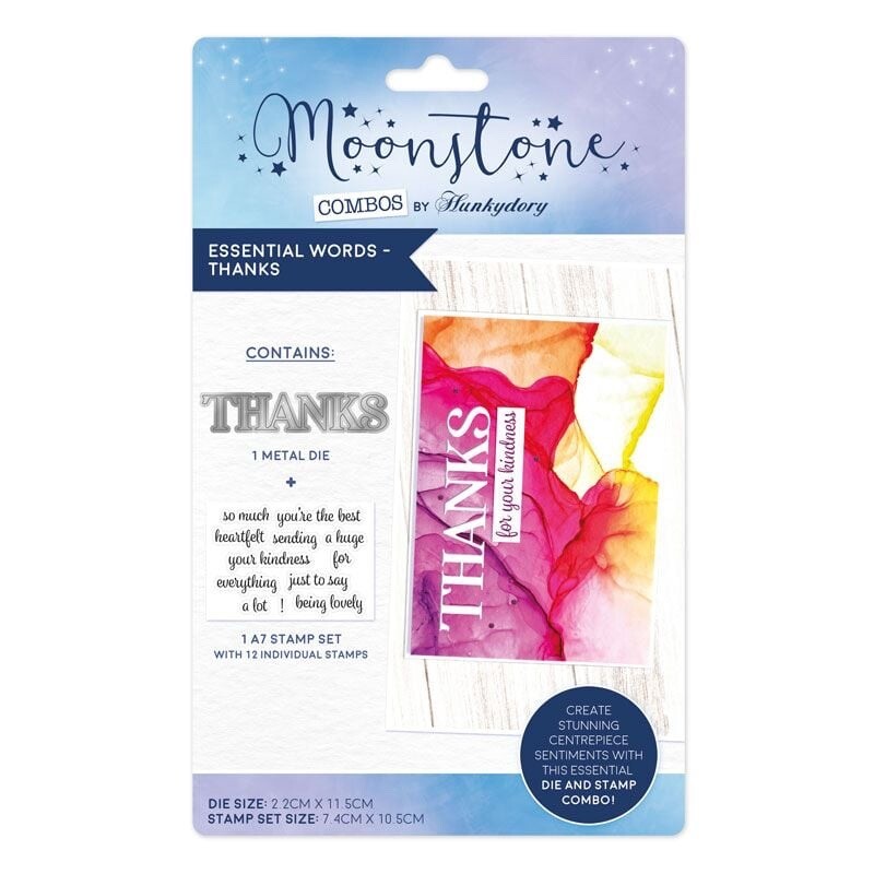 Hunkydory Crafts Thanks Heartfelt Sending Stamp & Die Set Thank You Card Making