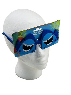 #ad #ad Shark Summer Party Blue Sunglasses One Size Brand New SHIPS N 24 HOURS $16.88