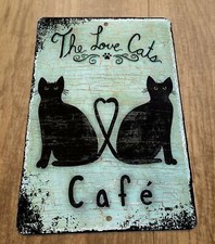 The Love Cats Cafe 8x12 Metal Wall Animal Sign