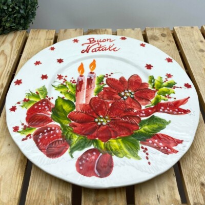 BASSANO KERAMIK TELLER SERVIERPLATTE 33 CM WEIHNACHTSSTERN MOTIV AUS  ITALIEN | eBay