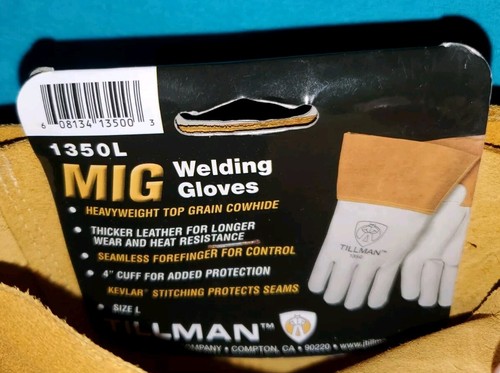 Tillman 1350 Unlined Top Grain Cowhide MIG Welding Gloves 4" Cuff Large FREE S&H - Picture 6 of 7
