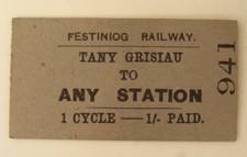 Festiniog Railway Ticket 1 Cycle Paid Tany Grisiau To Any Station 1911