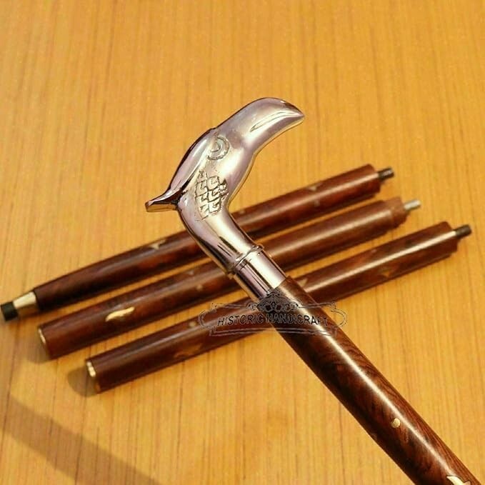 Solid Brass Eagle Head Handle Wooden Walking Stic… - image 5