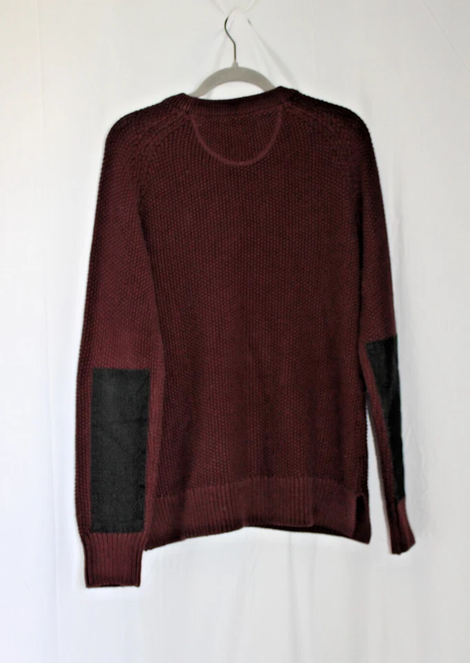 Carhartt Burgundy Sweater Cotton Blend Knit Black Elbow Pads Crew Neck M - Изображение 2 из 4