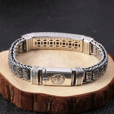 Solid S925 Sterling Silver Chain Men 11mm Wheat Tube Link Bracelet