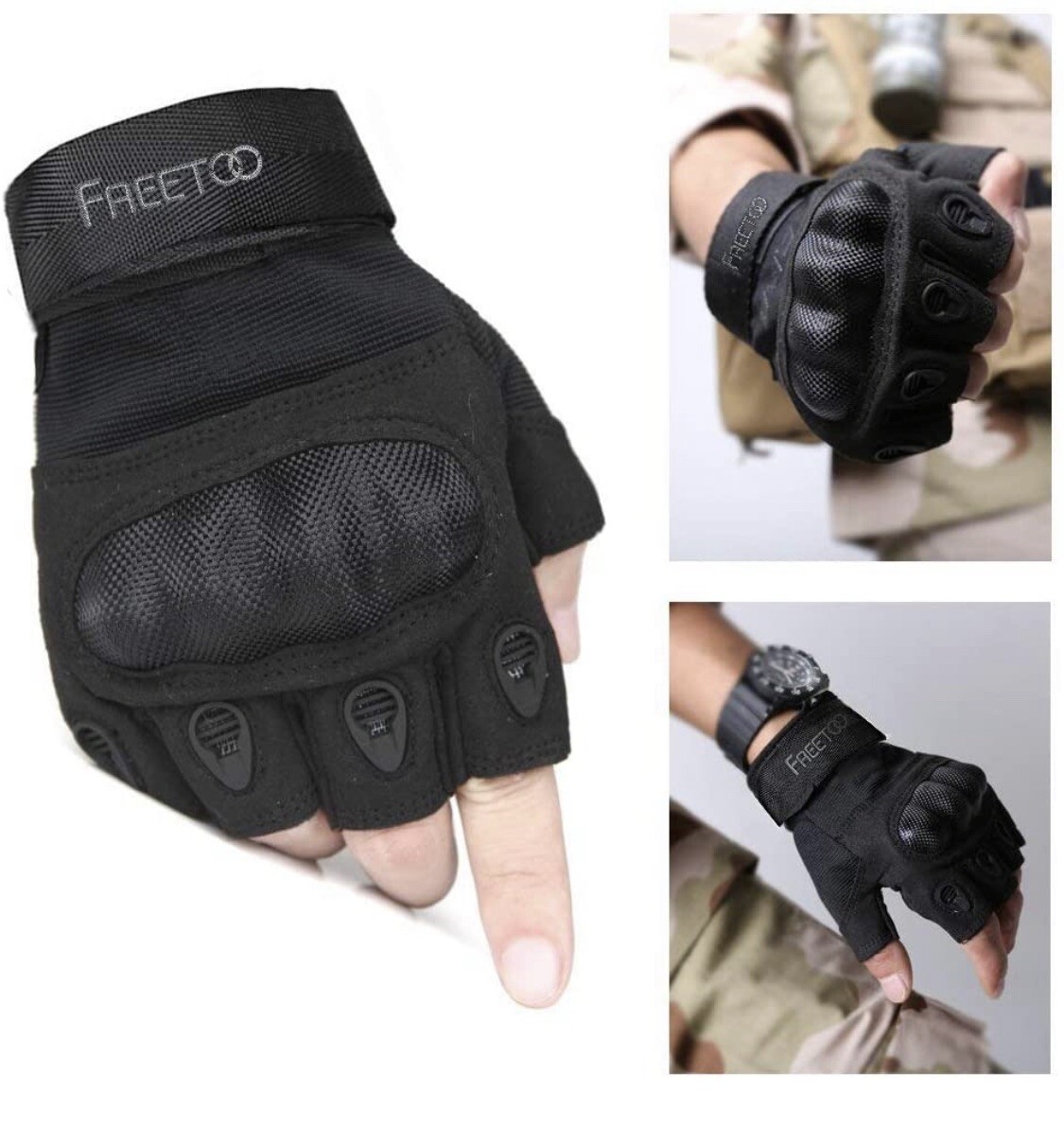 FREETOO Fingerless Tactical Gloves for Men Military Airsoft Gloves