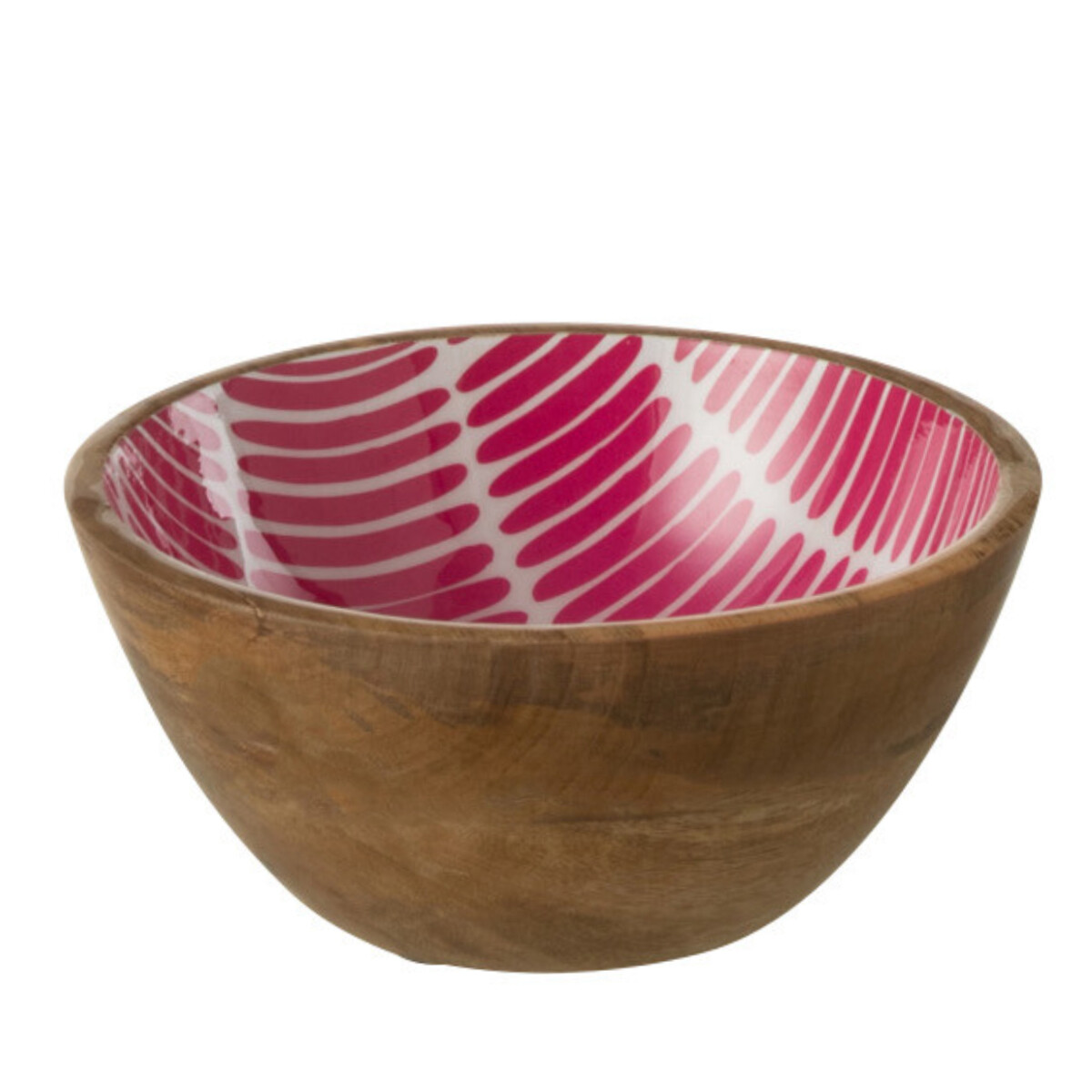 Bol en manguier artisanal 17 cm rose et blanc fait main d'exception