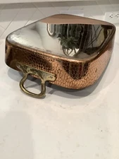 Copper & Tin Roasting or Casserole Pan - Brass Handles - 15" x 11" - Korea