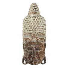 XXL Buddha Deko Maske hängend Holz Wall Art Wandmaske Wanddeko Braun 100 cm
