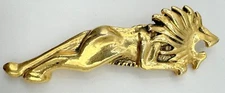 A4-4115 VINTAGE BROOCH GOLD TONE PIN 3" ANIMAL LION CAT