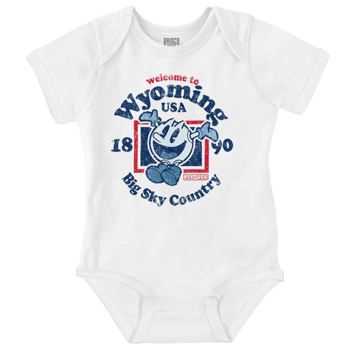 PACMAN Arcade Game Welcome to Wyoming USA Newborn Baby Boy Girl Infant Romper